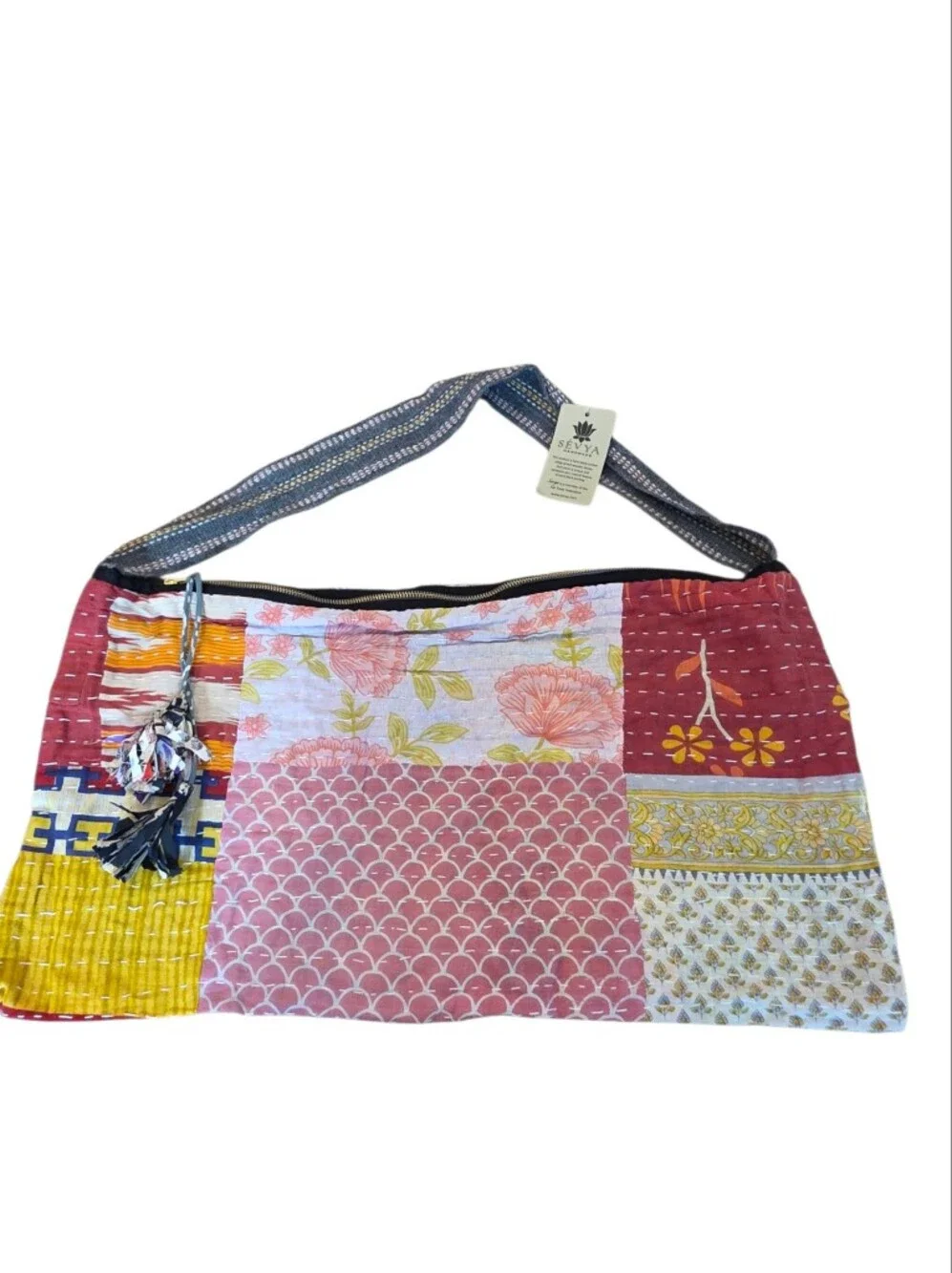 Sevya Handmade Patchwork Kantha Crossbody Bag Boho Artisan Fair Trade